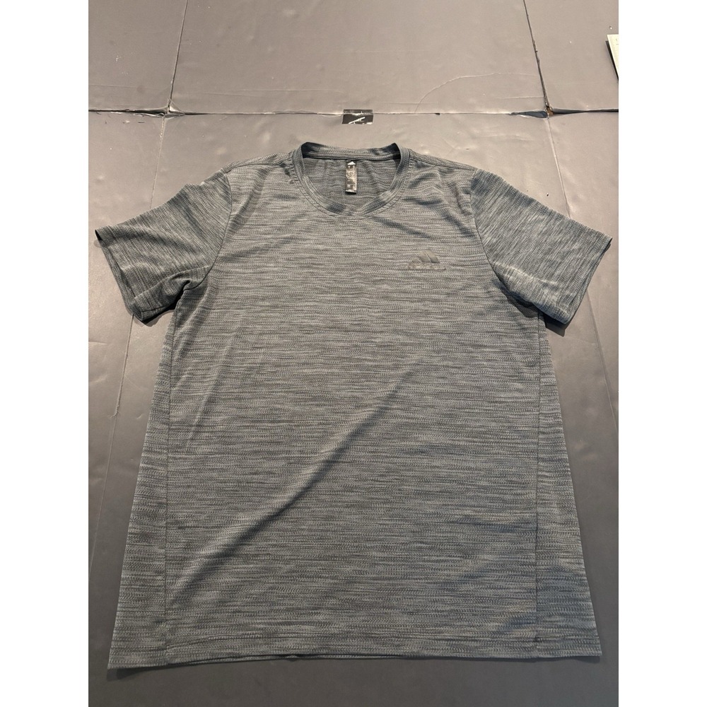Adidas Men's Gray Heathered Performance Crew Neck Short Sleeve T-Shirt M Gray